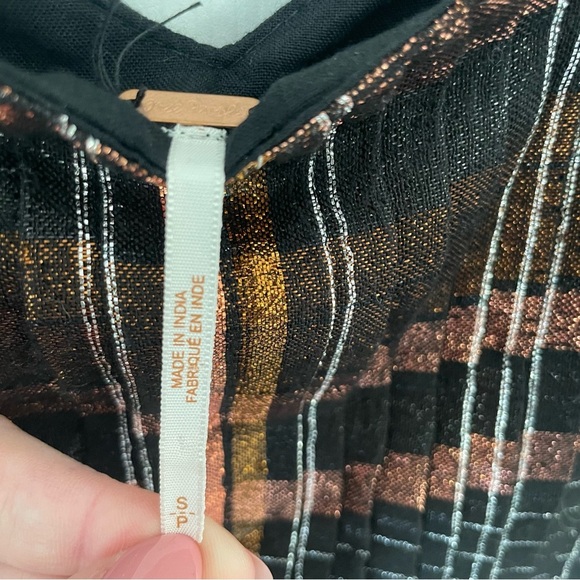 Free People Black Orange Plaid Mini Dress Oversized Baby Doll - Picture 7 of 10